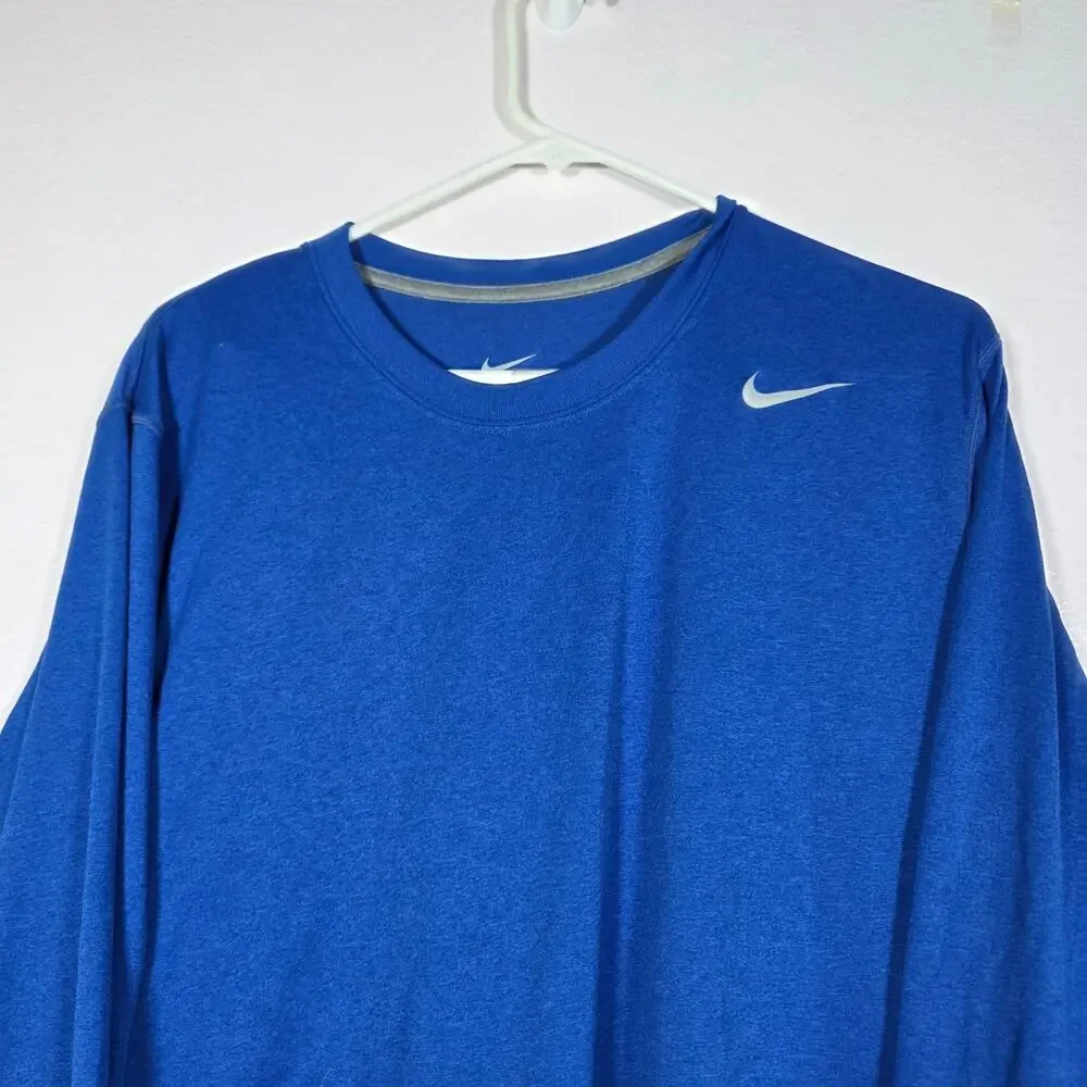 Nike Dri-FIT Long Sleeve Athletic Shirt Blue Mens M Running Training
